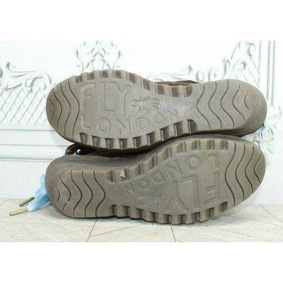 Fly London Yebi Brown Suede Slip On Round Toe Wedge Ankle Boots Size 10 - Picture 9 of 9